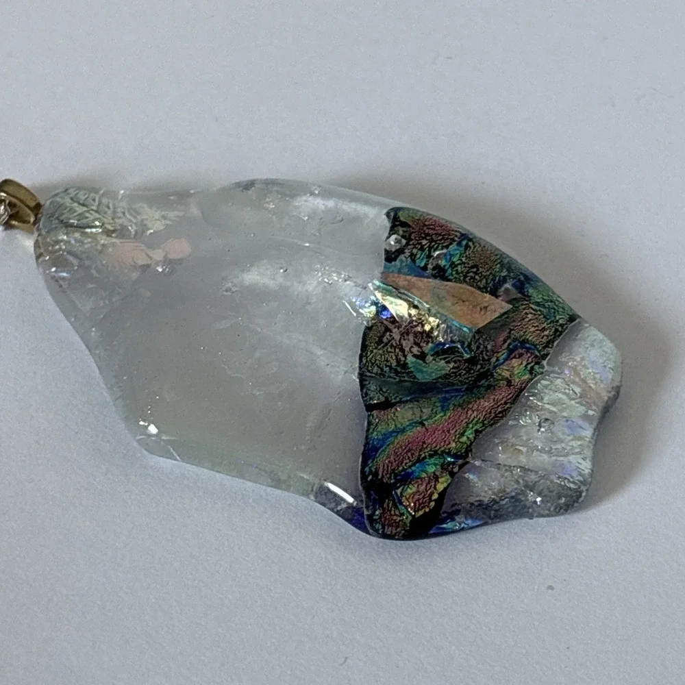 Artisan Dichroic Glass Shimmer Kaleidoscope Pendant Necklace